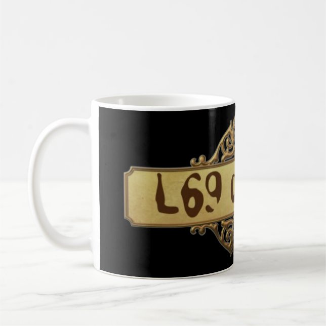  L69 DESIGNS GOLD BANNER COFFEE MUG (Left)