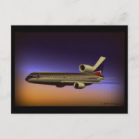 L-1011 Tristar Dusk flight Postcard