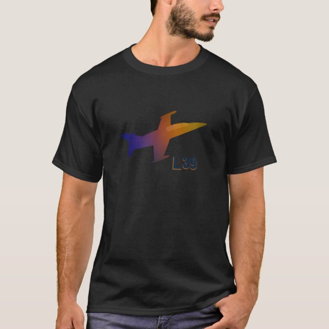 L-39 Fighter Jet Shape Colourful Graphic T-Shirt (Front)