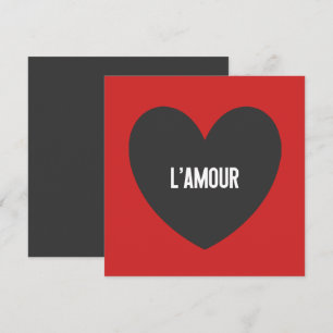 L' Amour Typography Heart Black Red Valentine's Holiday Card