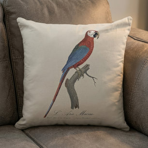 L' Ara Macao / Red and green Macaw  Throw Pillow
