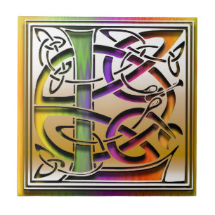 L Celtic Rainbow Custom Monogram Tile