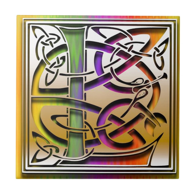L Celtic Rainbow Custom Monogram Tile (Front)