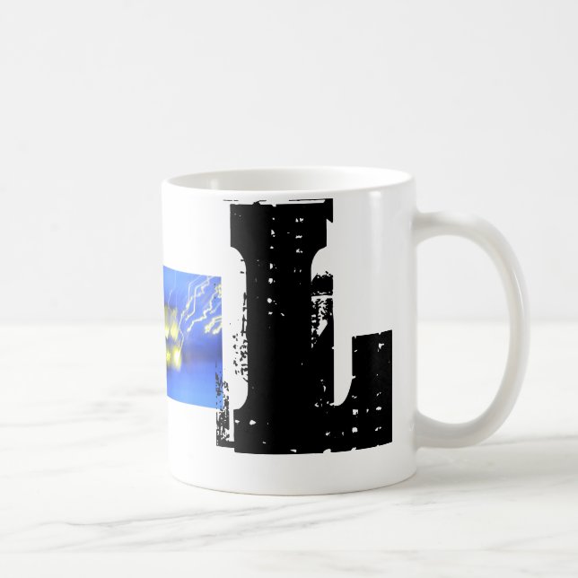 L Cool de monogramme typographique Grunge Mug (Droite)