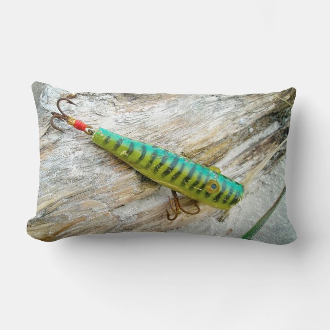 L Cooper Goo Goo Eyes Antique Fishing Lure Lumbar Pillow (Front)
