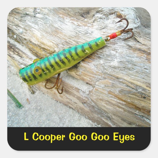 L Cooper Goo Goo Eyes Antique Fishing Lure Square Sticker (Front)