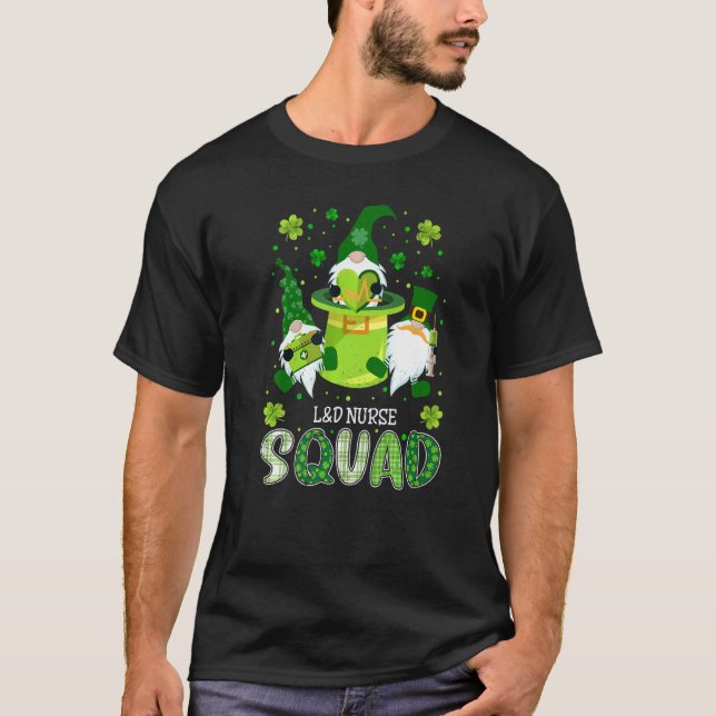 L&D Nurse Squad Nursing St Patrick Day Gnomes Iris T-Shirt (Front)