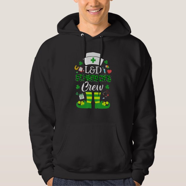 L&d St Patricks Nurse Crew St Patrick Day Leprecha Hoodie (Front)