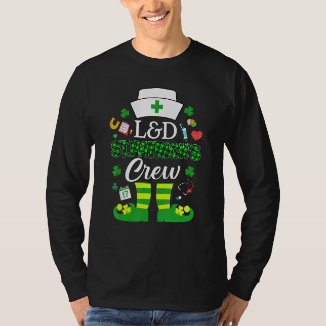 L&d St Patricks Nurse Crew St Patrick Day Leprecha T-Shirt (Front)