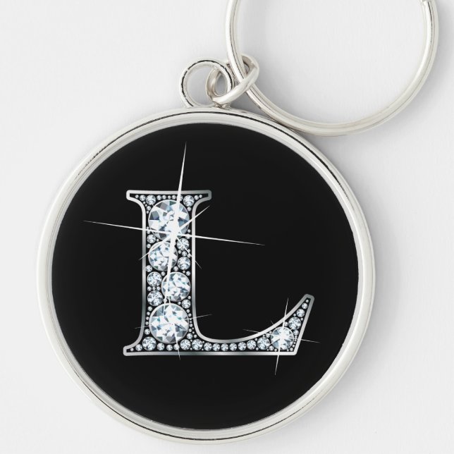 "L" Faux-Diamond Bling Keychain (Front)