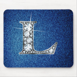 L Faux-"Diamond Bling" on Denim Mousepad