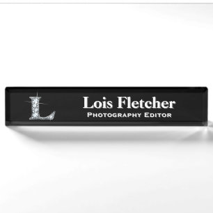 L Faux Diamond Desk Nameplate