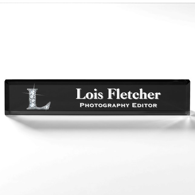 L Faux Diamond Desk Nameplate (Front)
