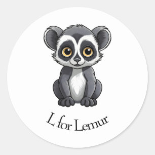 L for Lemur Classic Round Sticker