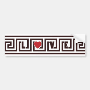 L-heart-VE Greek Key (Custom Colors) Bumper Sticker