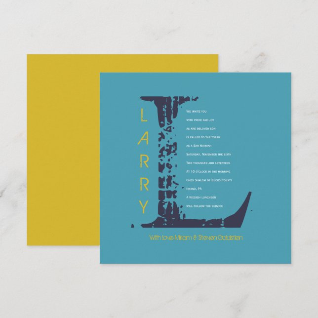 L Initial Collection Bat Bar Mitzvah Invitation (Front/Back)