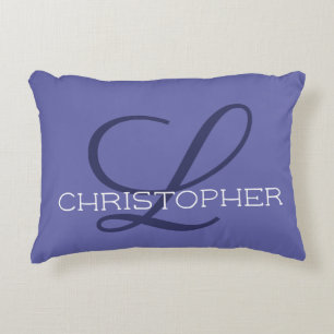 L Initial Custom Name Blue Periwinkle Accent Pillow