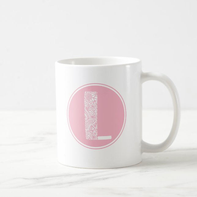 L Initial Floral Monogram Coffee Mug (Right)
