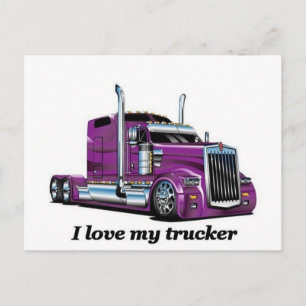 l iove my trucker postcard