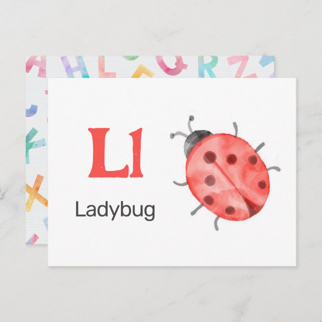 L is for Ladybug - Alphabet Flash Card (Front/Back)