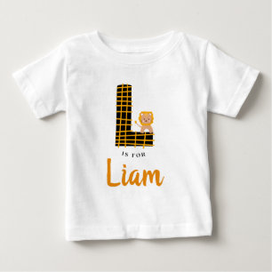 L is for Liam (or your CUSTOM L name) Lion Jungle Baby T-Shirt