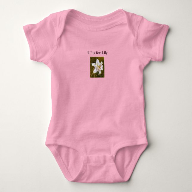 "L" is for Lily childrens bodysuit (Front)