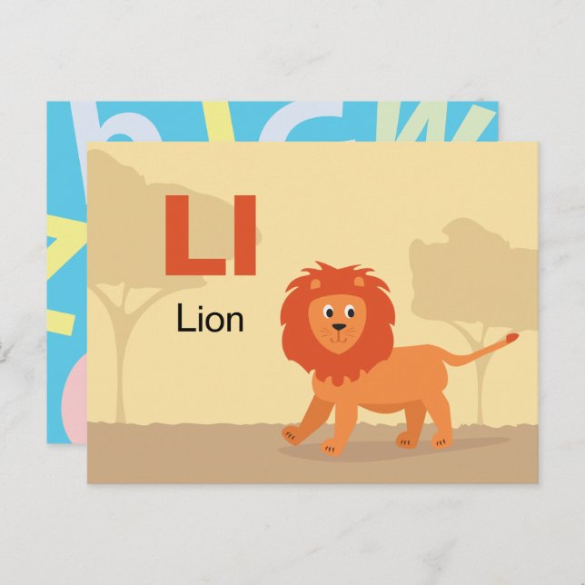 L is for Lion - Alphabet Flash Card (Front/Back)