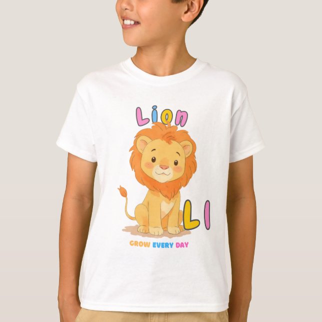 “L is for Lion” Alphabet Tee – Grow Every Day (Front)