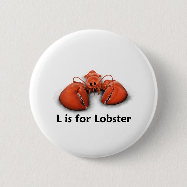 L is for Lobster 2 Inch Round Button (Front)