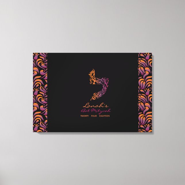 L Lamed Hebrew Letter Bat Mitzvah Sign-In Board Canvas Print (Front)