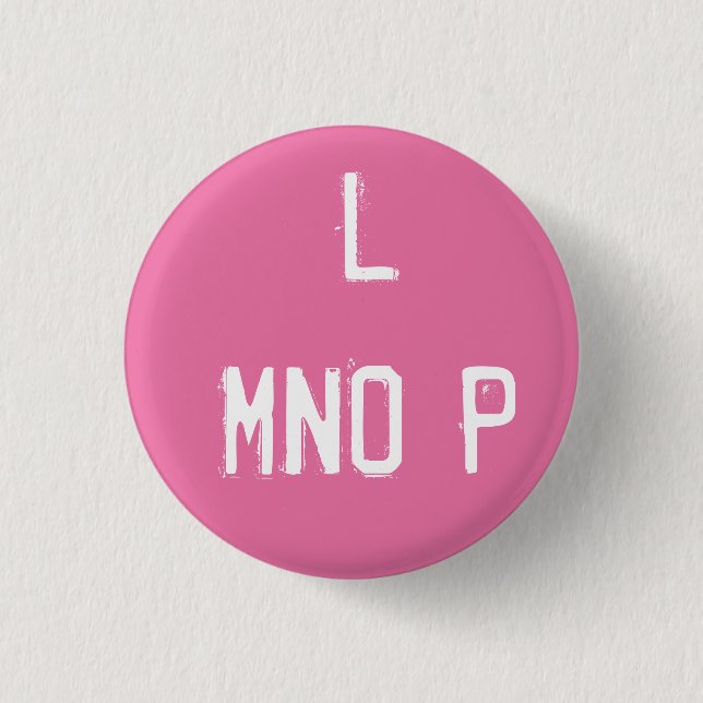 'L MNOP' Alphabet Collectable (#12) 1 Inch Round Button (Front)