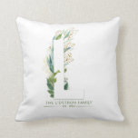 L Monogram Elegant Gold Greenery Family Name Throw Pillow<br><div class="desc">Gold glitter leaves greenery elegant monogram pillow for your greenhouse,  living room,  or as a special party accent</div>