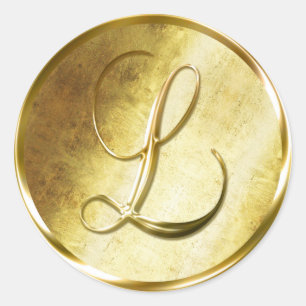 L Monogram Faux Gold Envelope Seal Stickers