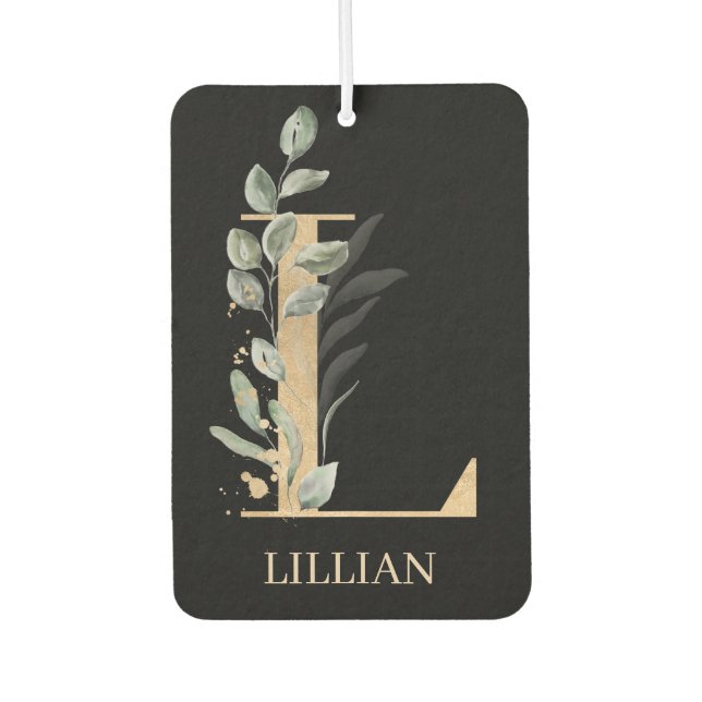 L Monogram Floral Personalized Air Freshener (Front)