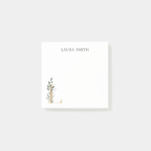 L Monogram Floral Personalized Post-it Notes