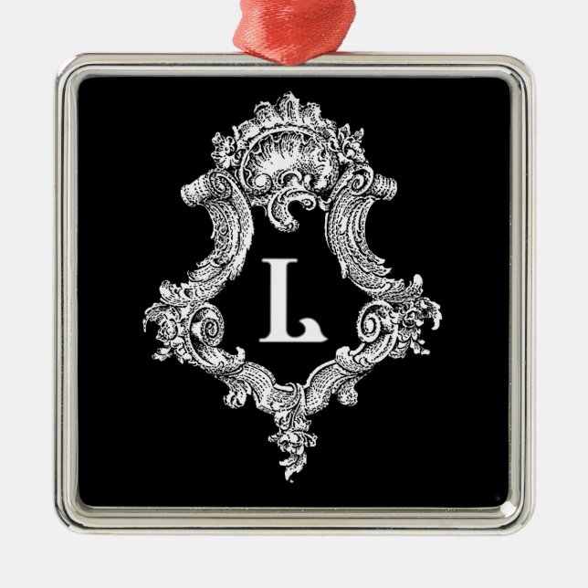L Monogram Initial Metal Ornament (Front)