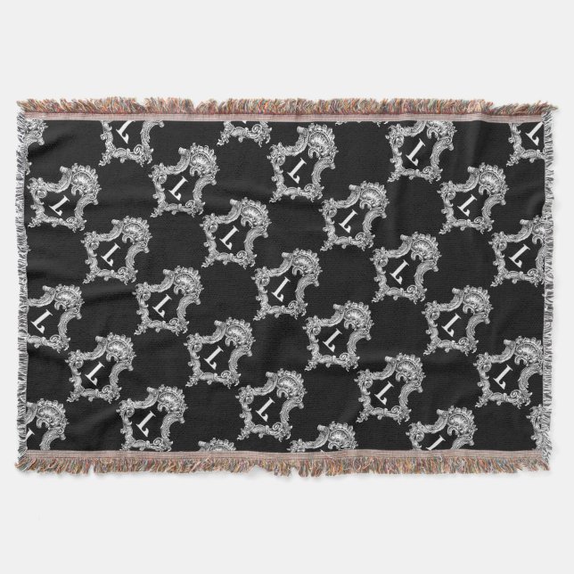 L Monogram Initial Throw Blanket (Front)