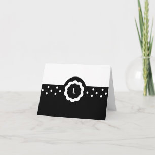 L :: Monogram L Dotted Black & White Note Card