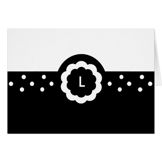 L :: Monogram L Dotted Black & White Note Card