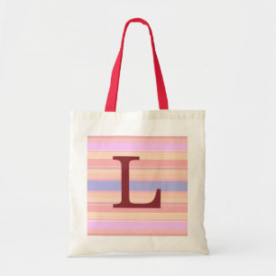 L :: Monogram L Summer Stripes Fun Tote Bag