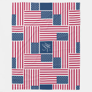 L Monogram Patriotic American Flag Americana Fleece Blanket