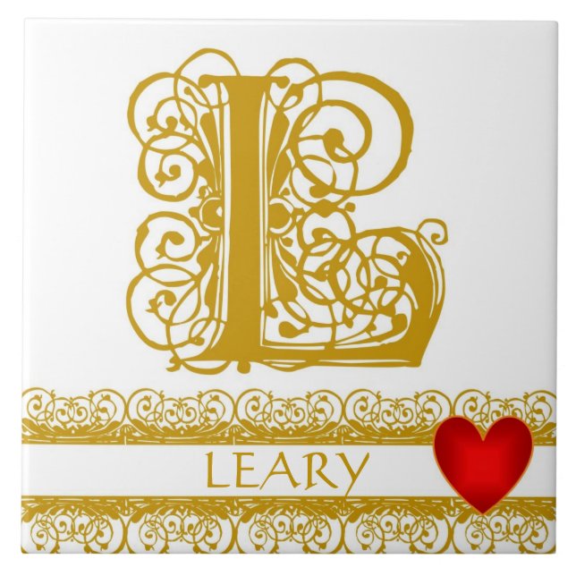 L Nom du monogramme Dentelle d'or Carreau de Modèl (Devant)