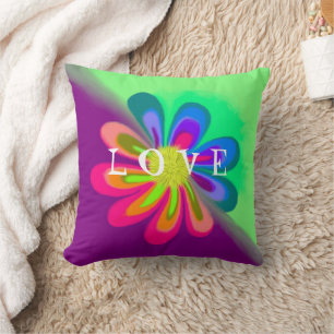 L O V E Flower Throw Pillow