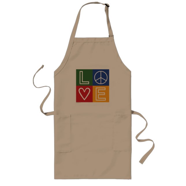 L-O-V-E - Heart and Peace Sign Long Apron (Front)