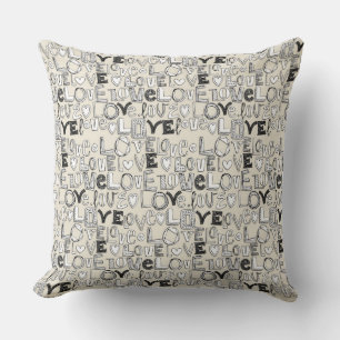 l o v e LOVE ivory white Throw Pillow