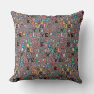 l o v e LOVE mocha Throw Pillow