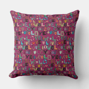 l o v e LOVE pink Throw Pillow