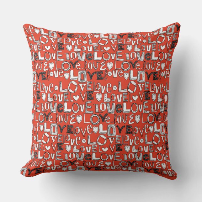 l o v e LOVE red Throw Pillow (Front)