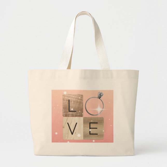 L-o-v-e Tiles Large Tote Bag (Front)