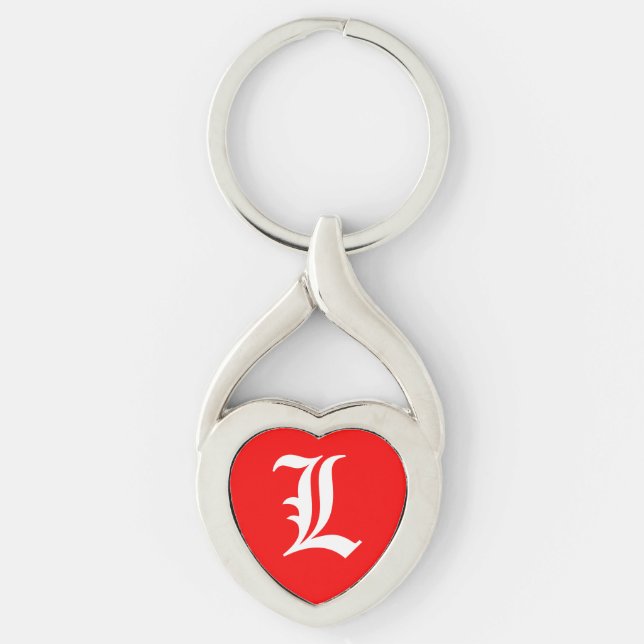 "L" Red Heart Keychain (Front)